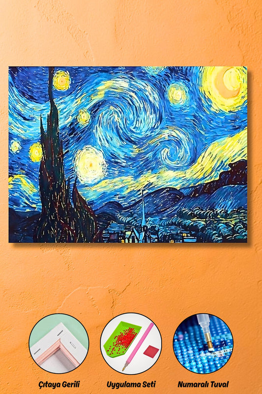 Van Gogh Yıldızlı Gece - hondep 5D Elmas Boyama