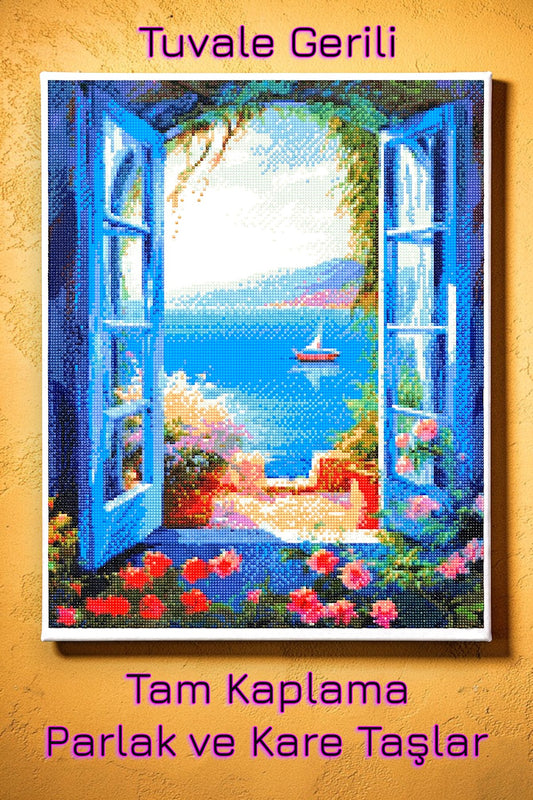 Mavi Pencere - hondep 5D Elmas Boyama