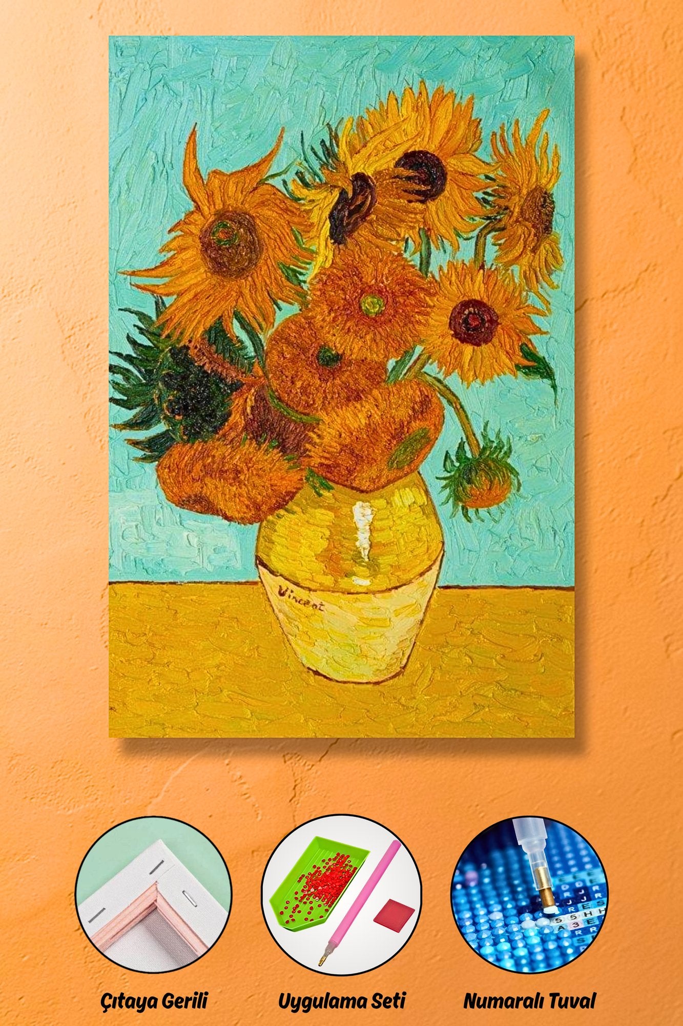 Van Gogh Ayçiçekleri - hondep 5D Elmas Boyama