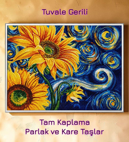 Van Gogh Yıldızlı Ayçiçekleri - hondep 5D Elmas Boyama