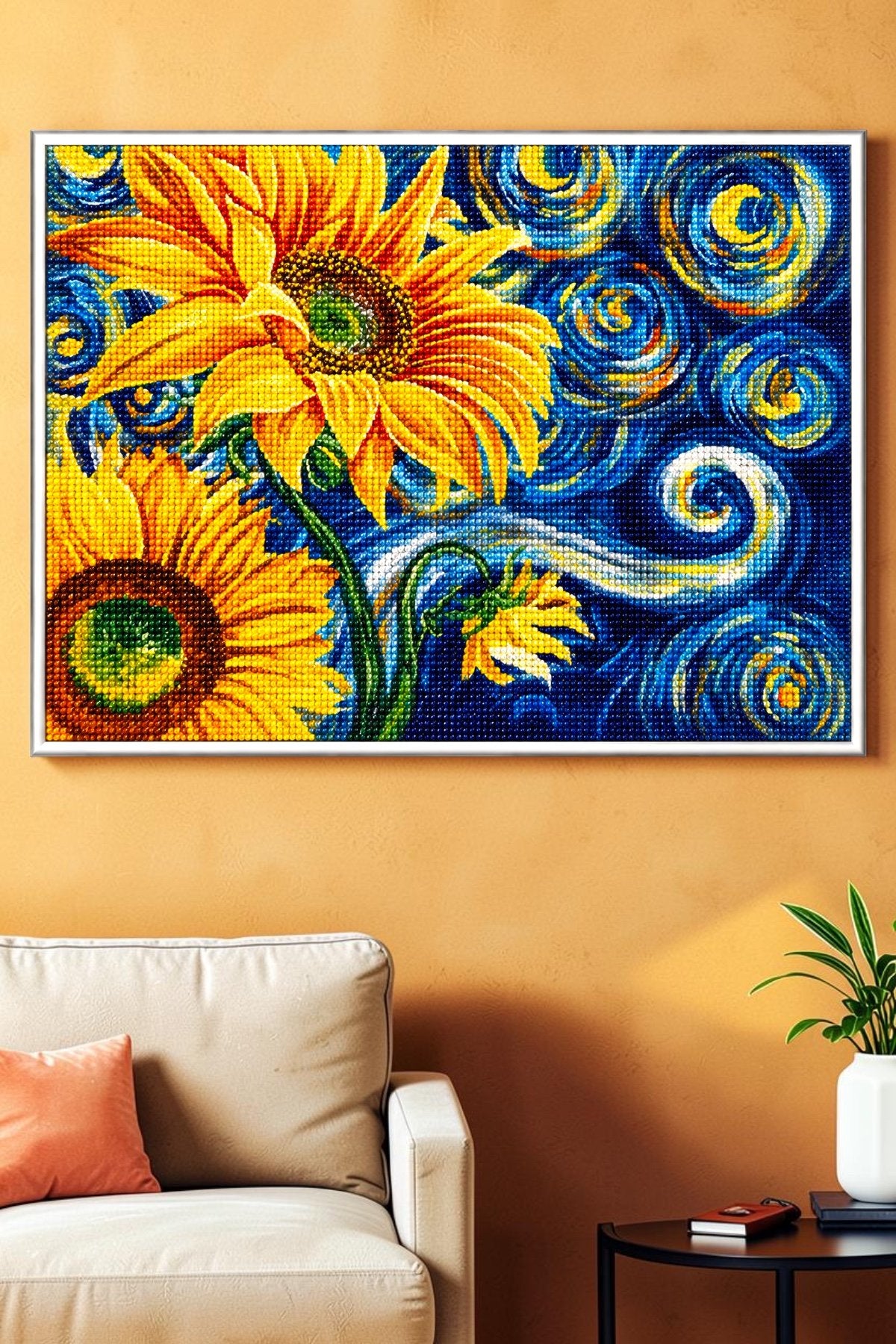 Van Gogh Yıldızlı Ayçiçekleri - hondep 5D Elmas Boyama