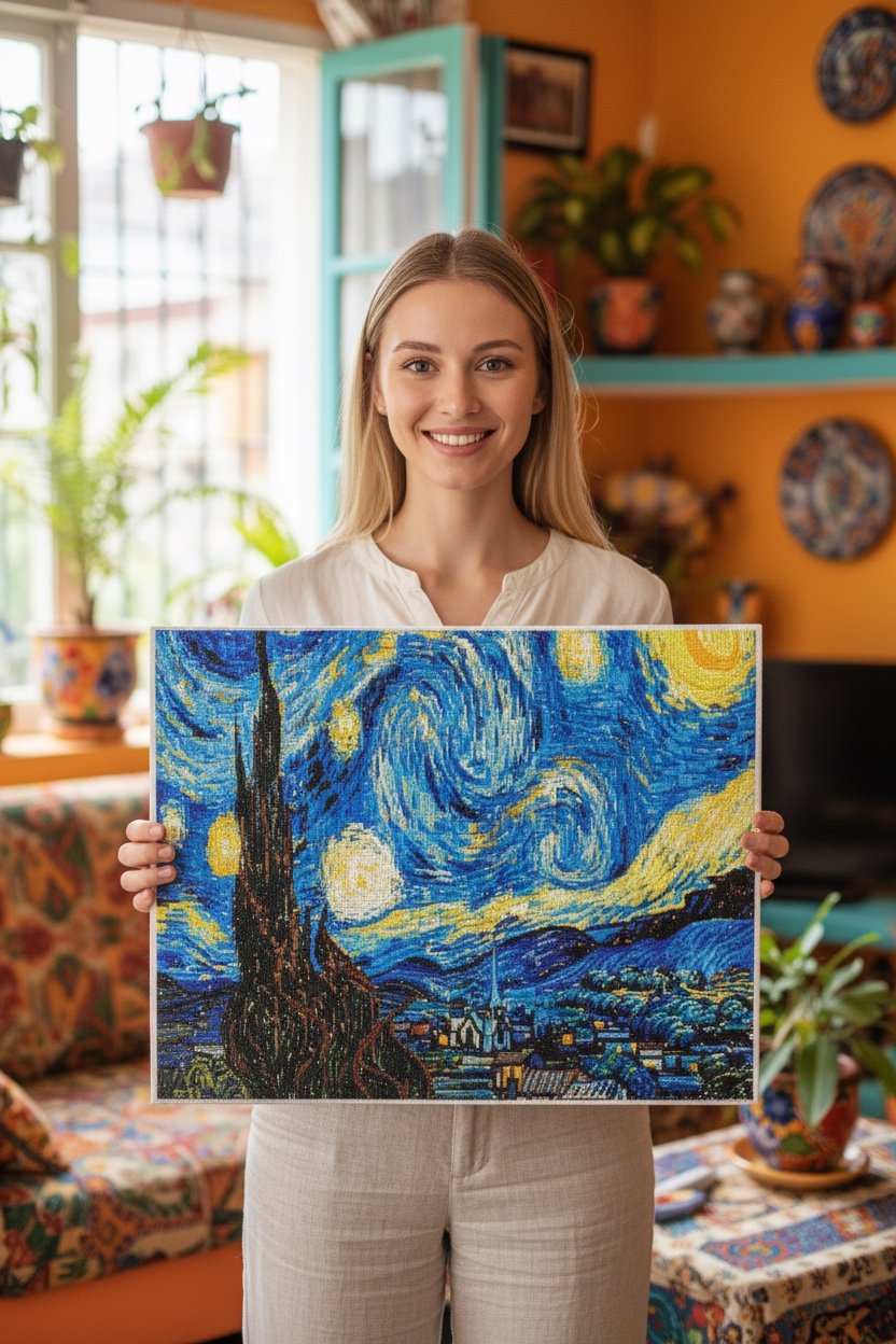 Van Gogh Yıldızlı Gece - hondep 5D Elmas Boyama