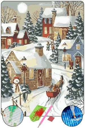 HONDEP 5D Elmas Boyama Seti – Noel Neşesi 40x50 cm Tuvale Gerili Diamond Painting Tablo
