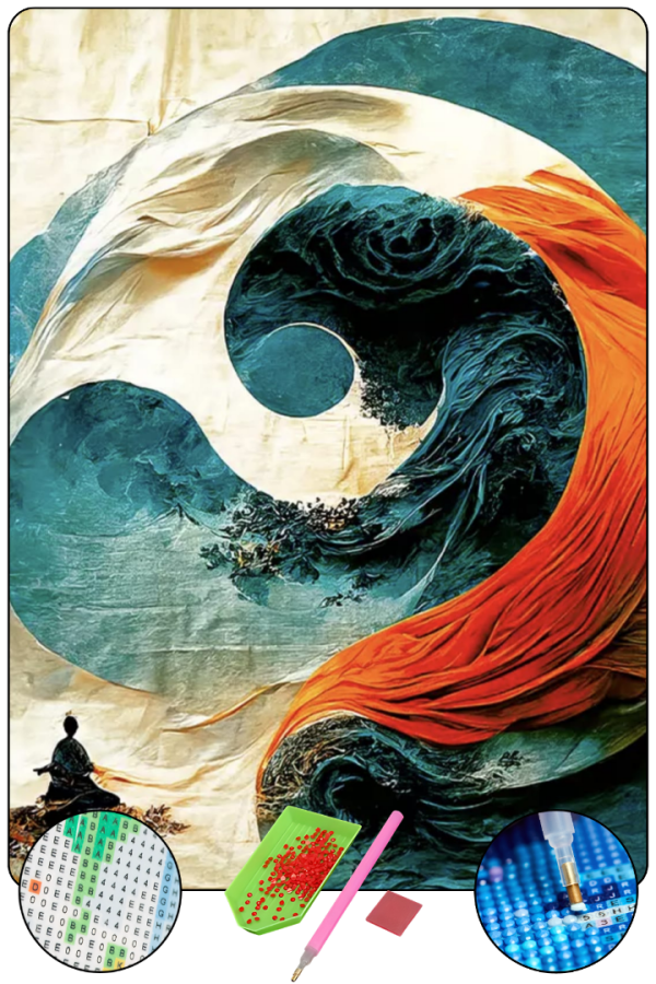 HONDEP 5D Elmas Boyama Seti – Yin Yang ve Meditasyon 40x50 cm Tuvale Gerili Diamond Painting Tablo